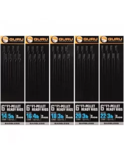 GURU F1 PELLET POLE RIG 6" 14 (0.15MM) BARBLESS